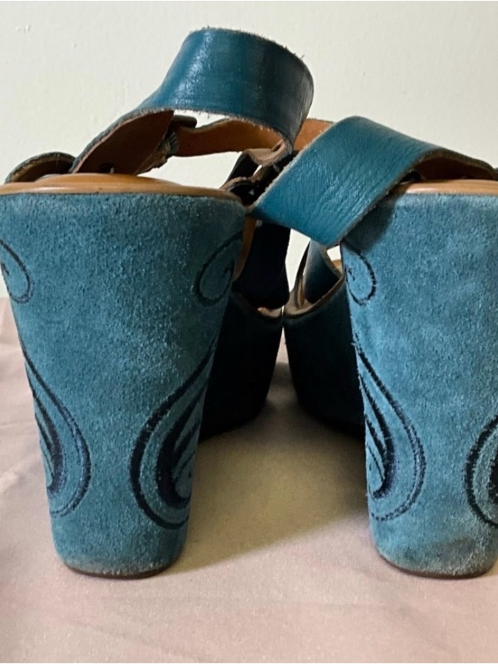 Kork-Ease Teal Leather Platform Sandals for Women - Picture 6 of 7